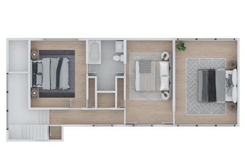 Floor plan for 2 beds, 2 baths, 2050 sqft